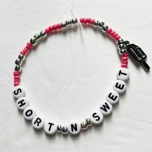 Sabrina Carpenter Short N Sweet Beaded Friendship Bracelet Pink & Silver